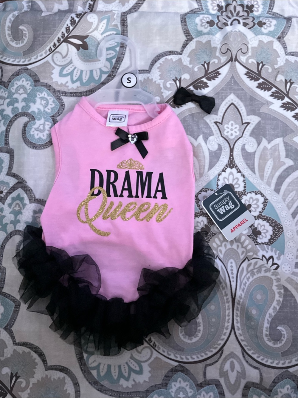 Pink "Drama Queen" Kids Costume Dress with Black Tulle - Picture 1 of 1